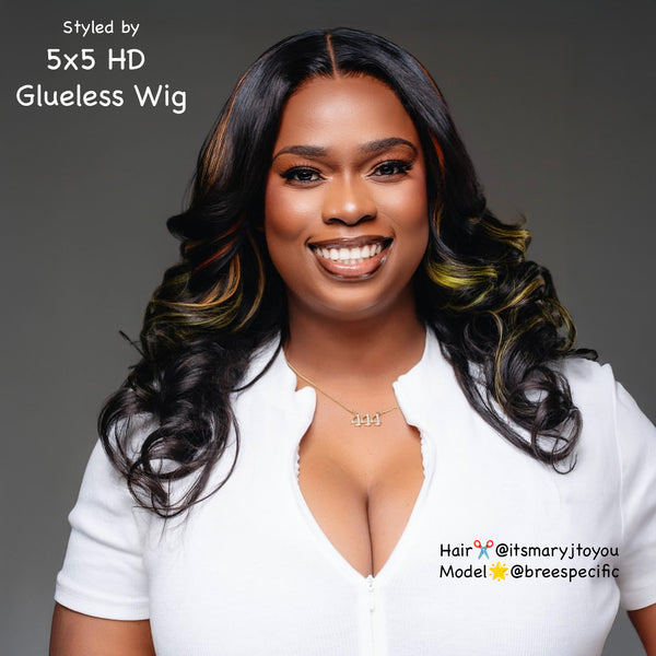 5x5 HD Lace Closure Wig #1b 200% Glueless Wig