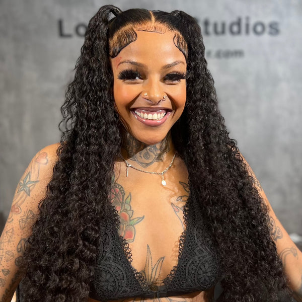 13x6 HD Lace Frontal Wig Natural Black 200% Density Full Frontal Wig