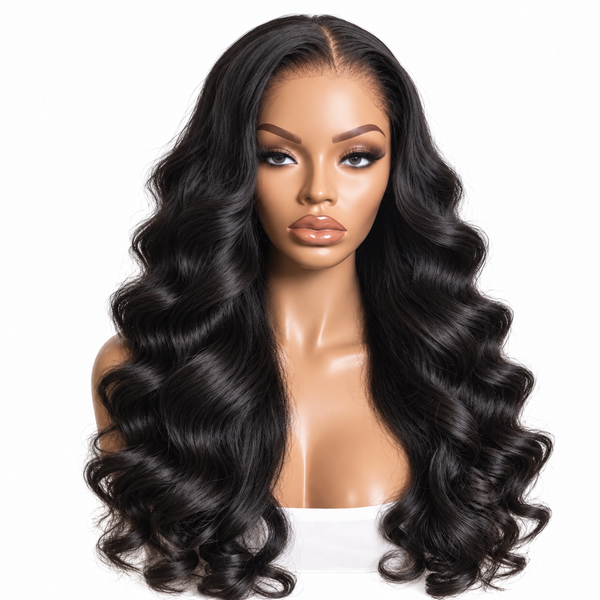 13x6 HD Lace Frontal Wig Natural Black 200% Density Full Frontal Wig