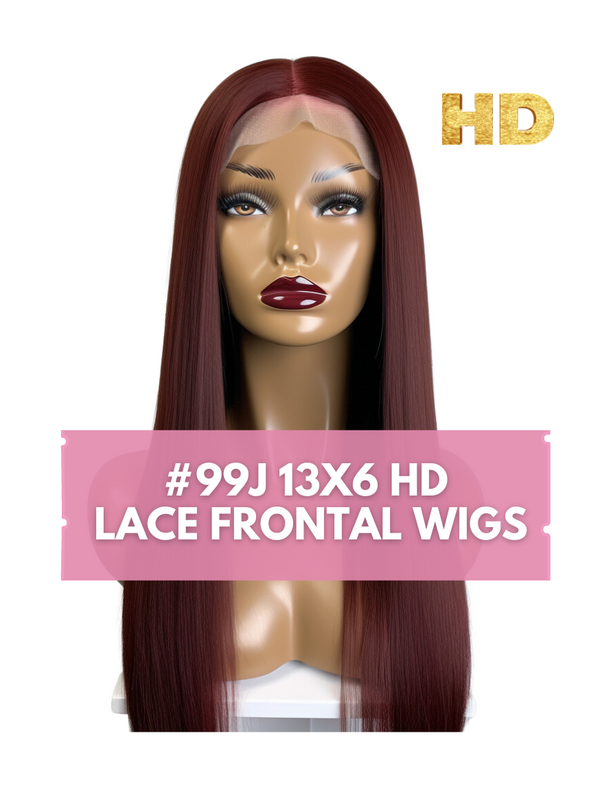 HD #99J Burgundy 13X6 Lace Frontal Wig 200% Density