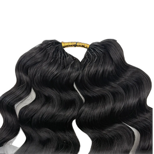 Miracle Knots - Feather Crochet Human Hair - Natural Black - 60 Grams Pack Pre-Separated with soft, wavy texture.