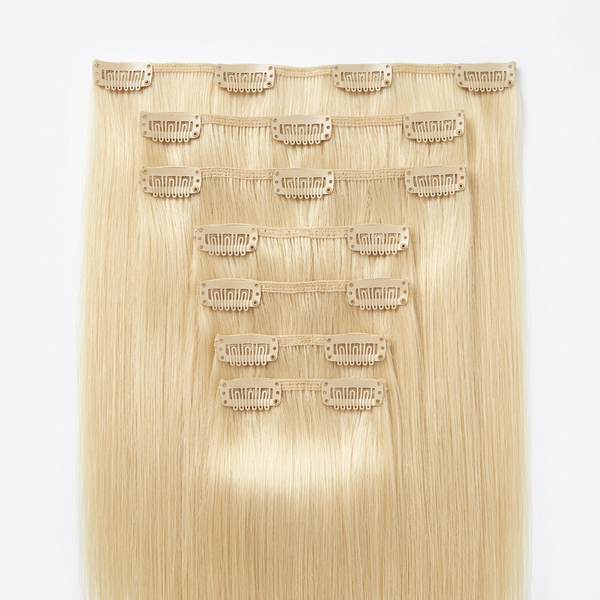 Seamless Clip In - Hair Extensions Unprocessed Natural Black #1B & #613 - Color Friendly