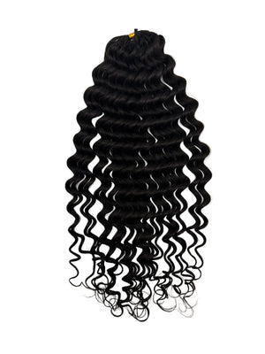 Miracle Knots - Feather Crochet Human Hair - Natural Black - 60 Grams Pack Pre-Separated with soft, wavy texture.