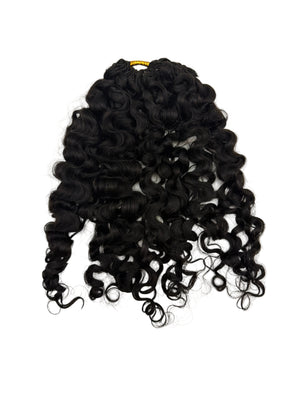 Miracle Knots - Feather Crochet Human Hair - Natural Black - 60 Grams Pack Pre-Separated with soft, bouncy curls.
