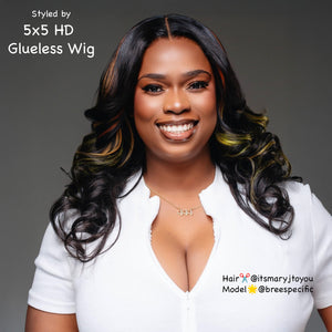 5x5 HD Lace Closure Wig #1b 200% Glueless Wig