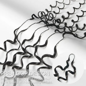 Miracle Knots - Feather Crochet Human Hair - Natural Black - 60 Grams Pack Pre-Separated showing pre-loop design for easy styling.