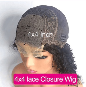 4x4 HD lace closure bob wig showing lace cap construction with adjustable straps and 4x4 inch closure.
