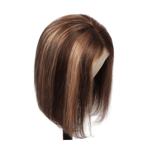 4x4 HD lace closure bob wig in blonde-natural black-highlight #4/27 made from 100% human hair, adjustable straps, sleek and stylish.